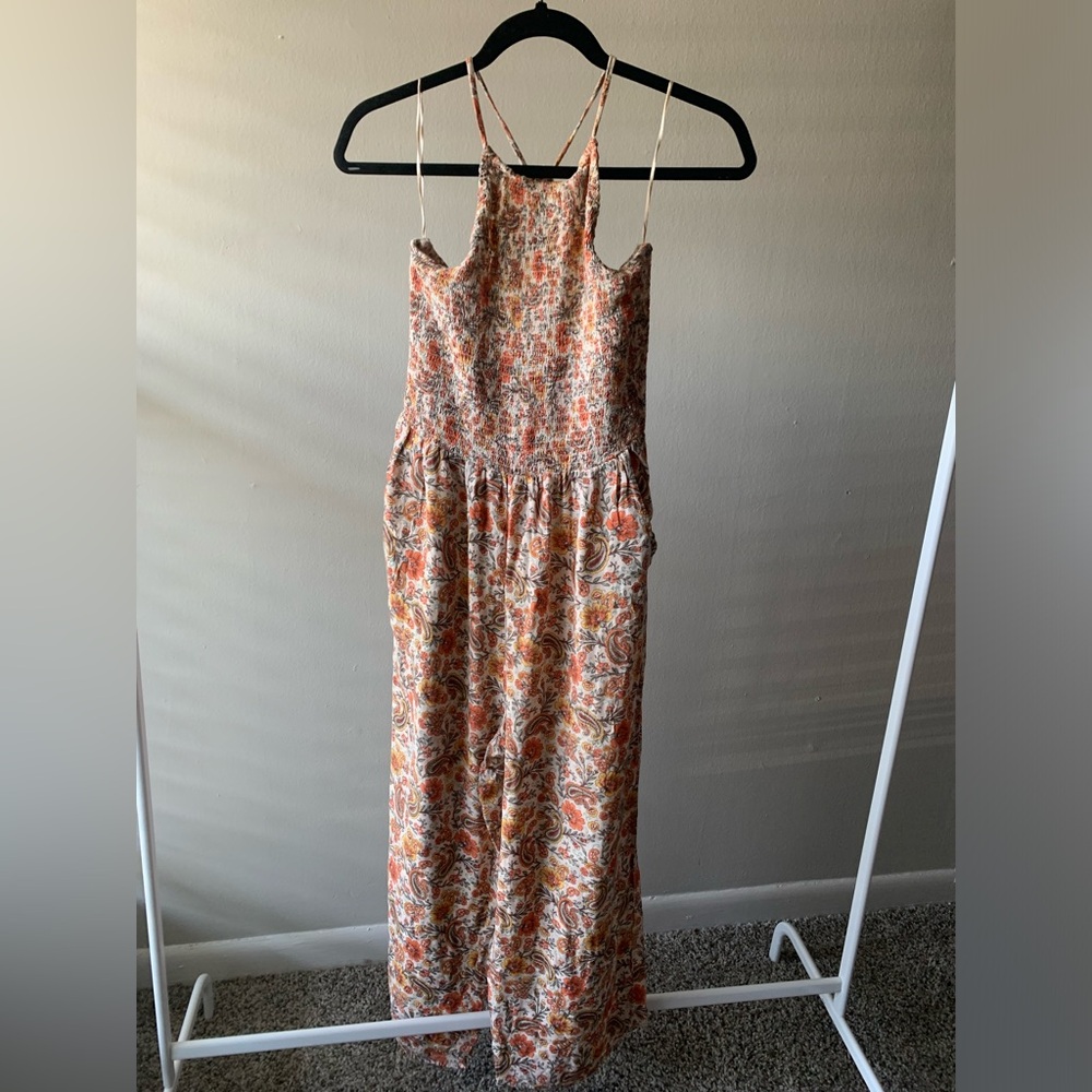 Patrons Of Peace Floral Halter Top Jumpsuit With Pockets Size Medium